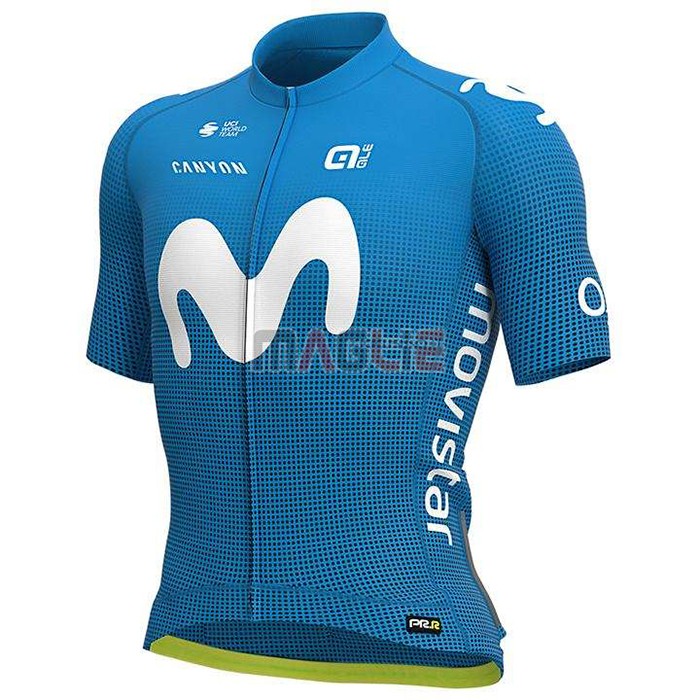 Maglia Movistar Manica Corta 2020 Bianco Blu